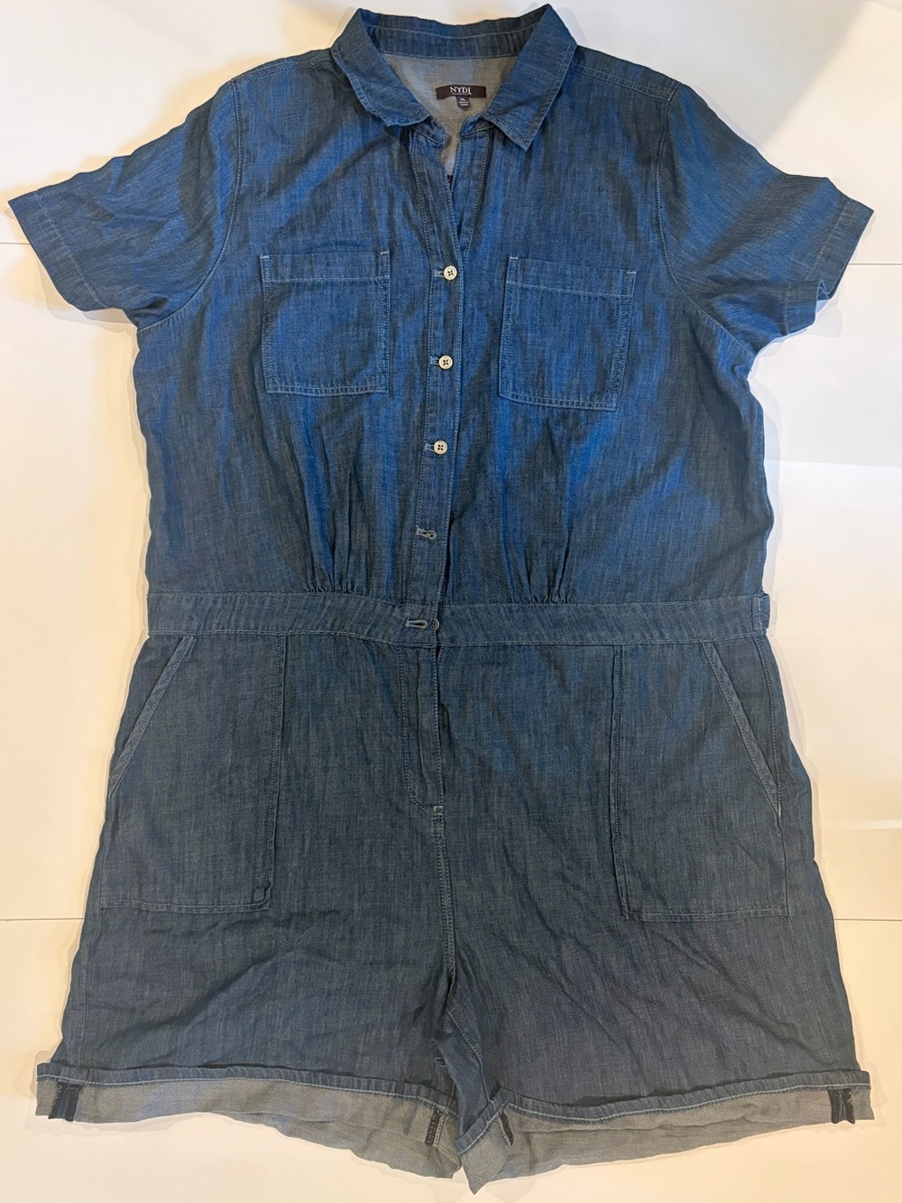 NYDJ Denim Blue Short-Sleeve Romper